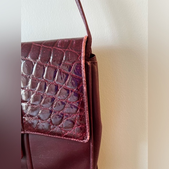SILVANO BIAGINI Burgundy Flat Crossbody Leather Bag - Picture 9 of 16